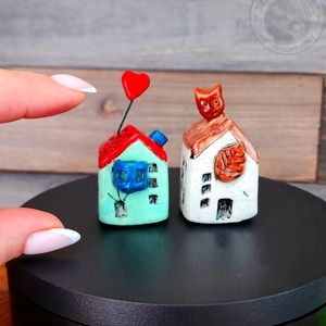 Miniature Cottages,Mini pottery houses,Ceramic house,Little houses